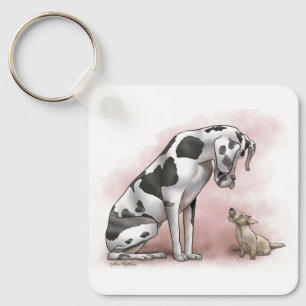 Great Dane and Scottish Terrier Cartoon Keychain