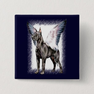 Great Dane Angel Black 2 Inch Square Button