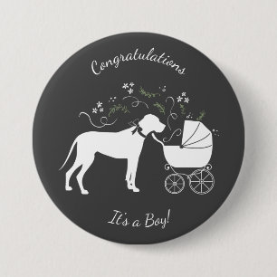 Great Dane Baby Shower 3 Inch Round Button
