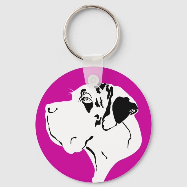 Great Dane Big Head merle Keychain (Front)