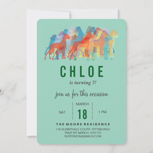 Great Dane Birthday Invitation (Back)