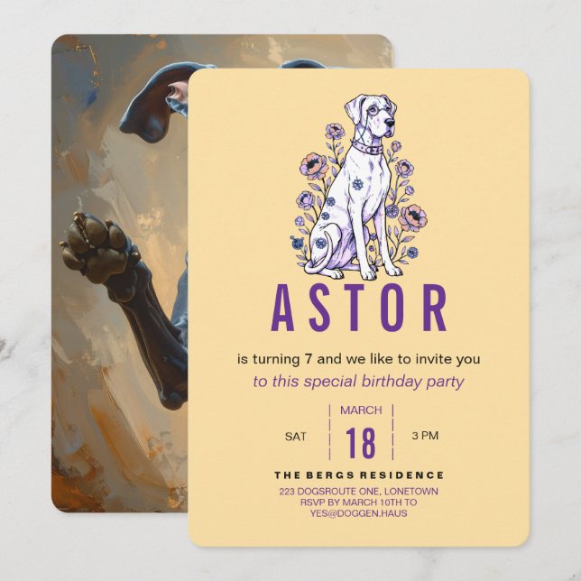 Great Dane Birthday Invitation (Front/Back)