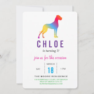 Great Dane Birthday Invitation Burgundy 