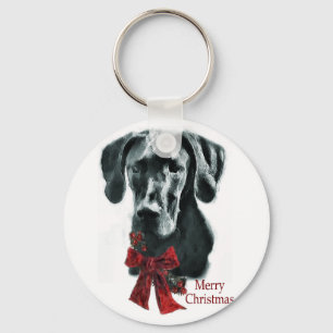 Great Dane Black Christmas Gifts Keychain