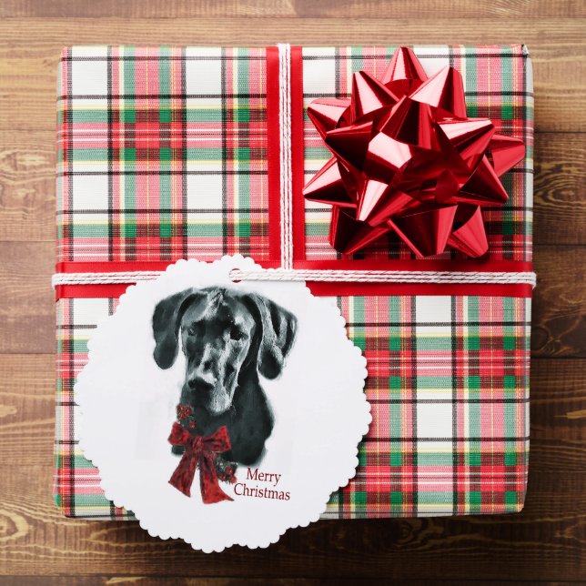 Great Dane Black Christmas Gifts Ornament Card (Insitu (Gift))