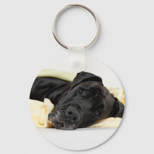 Great Dane - black / German Dogge - black Keychain