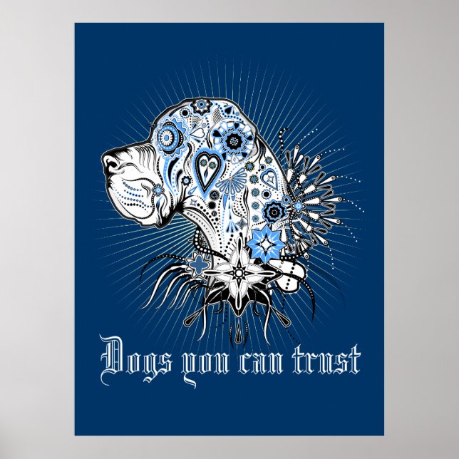 Great Dane Black Heart Poster (Front)