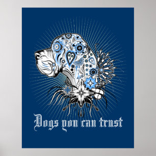 Great Dane Black Heart Poster