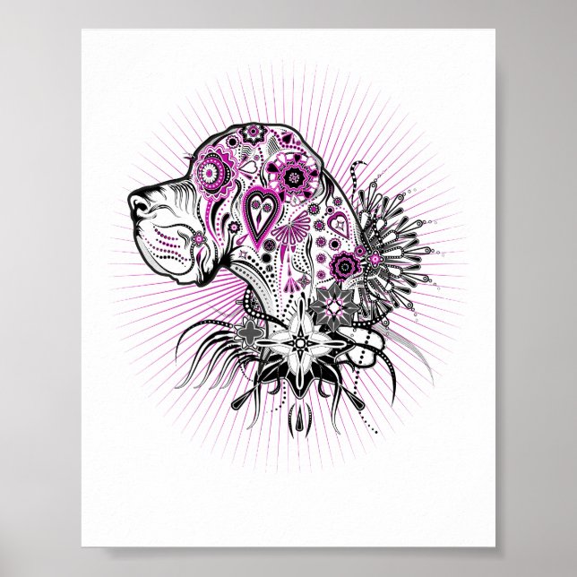 Great Dane Black Heart Poster (Front)