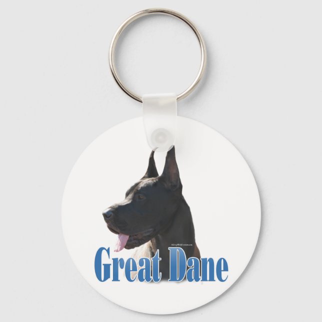 Great Dane (black) Name Keychain (Front)