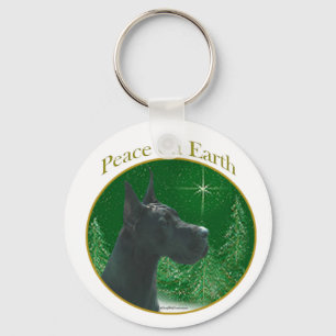 Great Dane (black) Peace Keychain