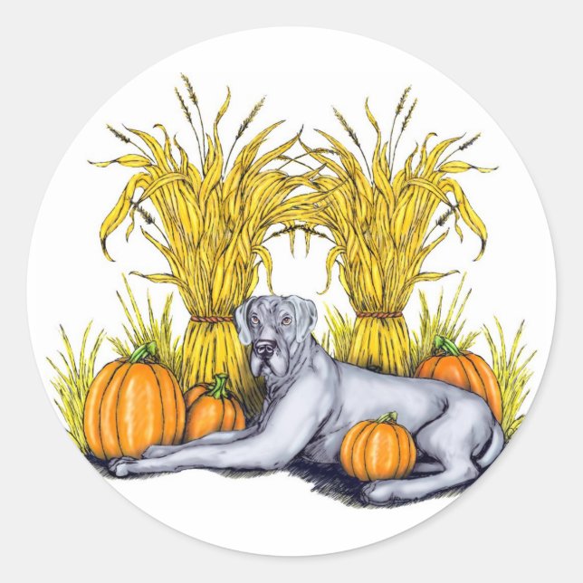 Great Dane Blue Harvest UC Classic Round Sticker (Front)