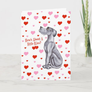 Great Dane Blue UC Valentine's Day Kiss Holiday Card