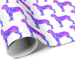 Great Dane Breed Dog Silhouette P&B White Gift Wrapping Paper