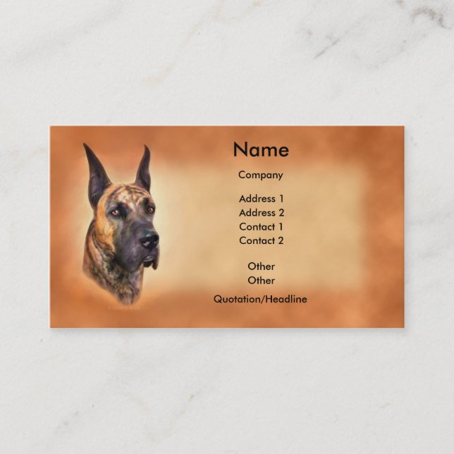 Great Dane Brindle Crop Business Card (Front)