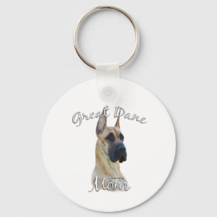 Great Dane (brindle) Mom 2 Keychain