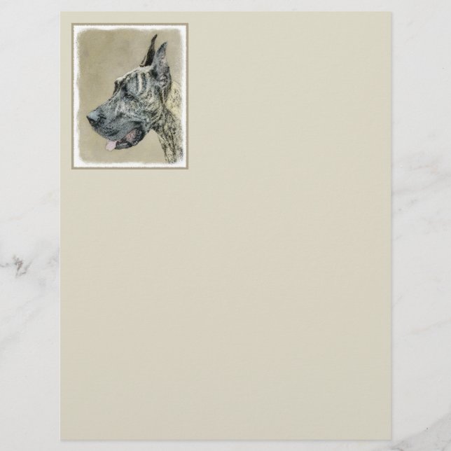Great Dane (Brindle) Painting - Original Dog Art (Front)