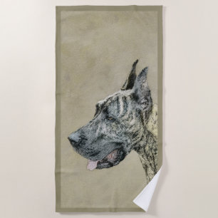 Great Dane (Brindle) Painting - Original Dog Art Beach Towel