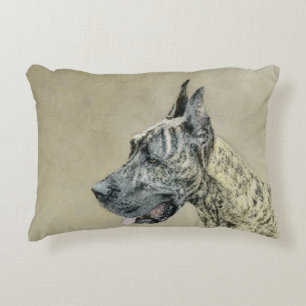 Great Dane (Brindle) Painting - Original Dog Art Decorative Pillow