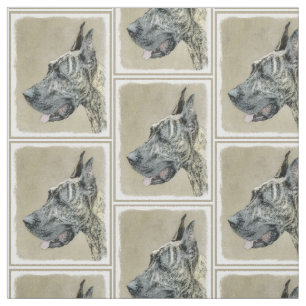 Great Dane (Brindle) Painting - Original Dog Art Fabric