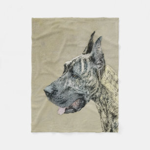 Great Dane (Brindle) Painting - Original Dog Art Fleece Blanket