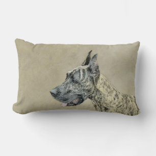 Great Dane (Brindle) Painting - Original Dog Art Lumbar Pillow