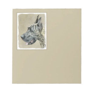Great Dane (Brindle) Painting - Original Dog Art Notepad