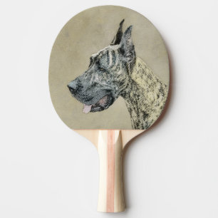 Great Dane (Brindle) Painting - Original Dog Art Ping Pong Paddle