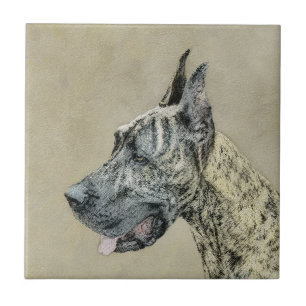 Great Dane (Brindle) Painting - Original Dog Art Tile