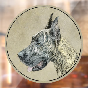 Great Dane (Brindle) Painting - Original Dog Art Window Cling
