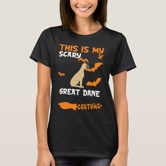 Great Dane Brown Pointy Ears Costume Halloween Laz T-Shirt (Front)