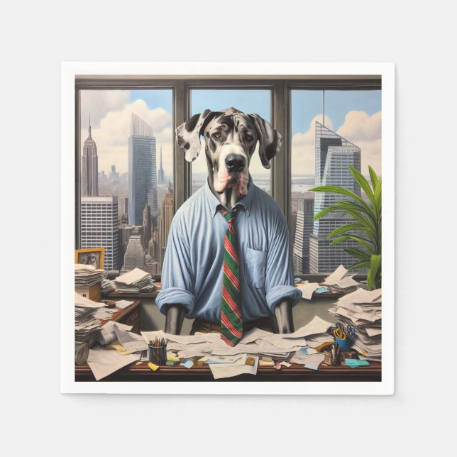 Great Dane Businessman In An Office Napkin (Front)