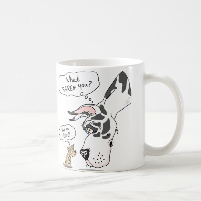 Great Dane & Chihuahua Harlequin Coffee Mug (Right)