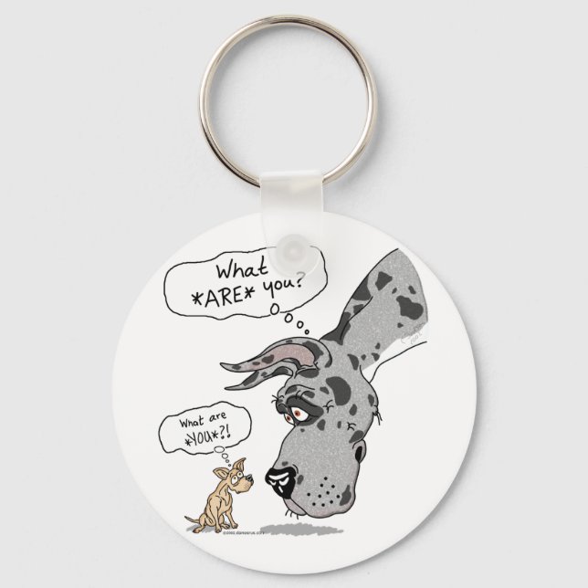 Great Dane & Chihuahua Merle Keychain (Front)