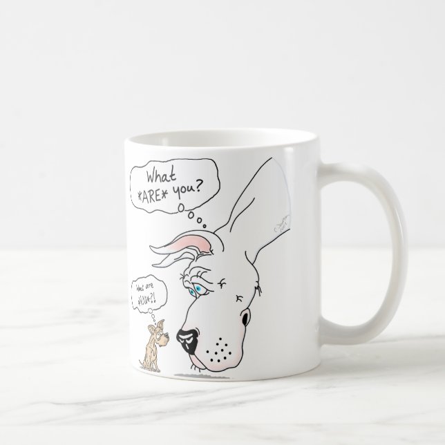 Great Dane & Chihuahua White Coffee Mug (Right)