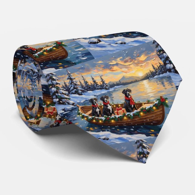 Great Dane Christmas Boat Holiday Tie (Rolled)