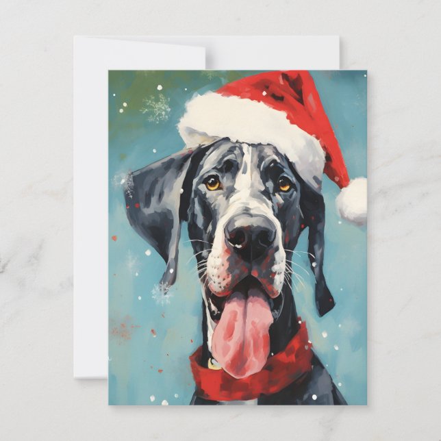 Great Dane Christmas brush painting artwork Holiday Card (Front)