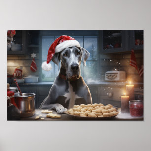 Great Dane Christmas Cookies Festive Holiday Poster