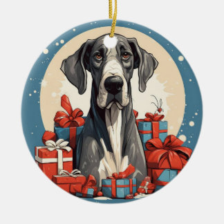 Great Dane christmas,dog memorial gift,dog lover Ceramic Ornament