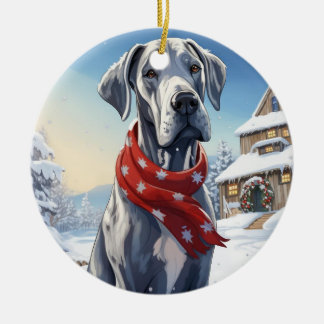 Great Dane christmas,dog memorial gift,dog lover Ceramic Ornament