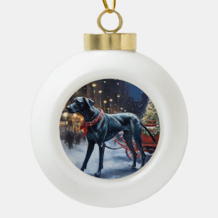 Great Dane Christmas Festive Season  Ceramic Ball Christmas Ornament