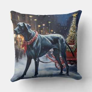 Great Dane Christmas Festive Season  Throw Pillow