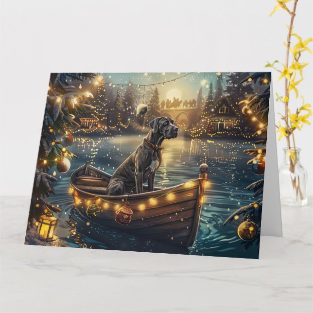 Great Dane Christmas Festive Voyage Card (Yellow Flower)