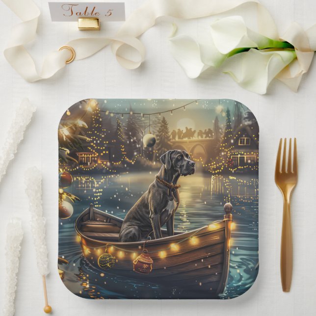 Great Dane Christmas Festive Voyage Paper Plate (Wedding)