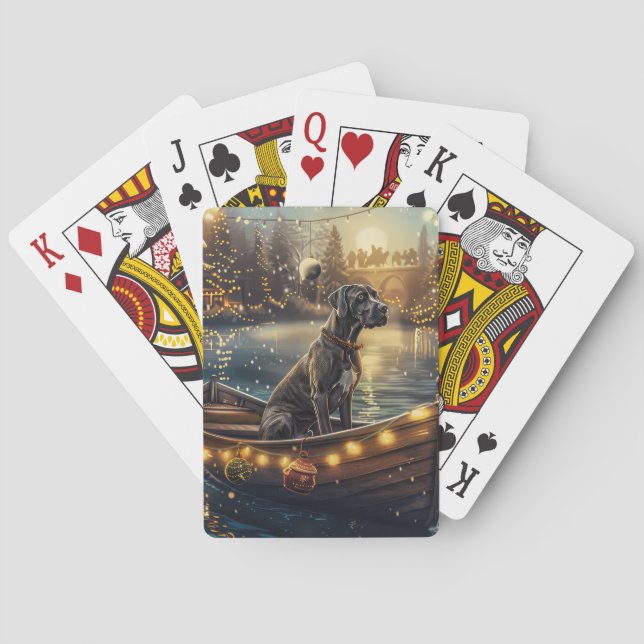 Great Dane Christmas Festive Voyage Playing Cards (Back)