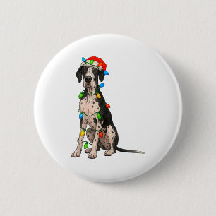 Great Dane Christmas Lights Dog Lover Xmas Pajama  2 Inch Round Button