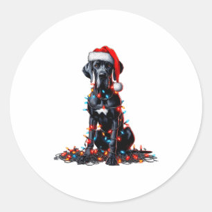 Great Dane Christmas Lights Dog Lover Xmas Pajama Classic Round Sticker