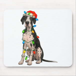 Great Dane Christmas Lights Dog Lover Xmas Pajama Mouse Pad