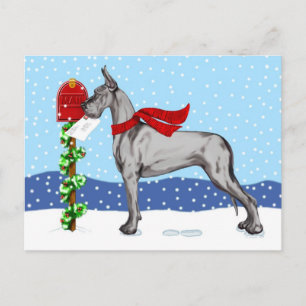 Great Dane Christmas Mail Black Holiday Postcard