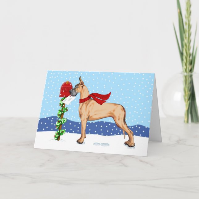 Great Dane Christmas Mail Fawn Holiday Card (Front)